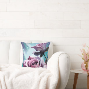 Radiant Roses: Perfectly Pink and Purple Petals Throw Pillow