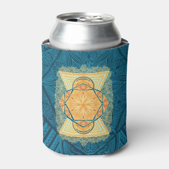 Radiant Sacred Geometry Mandala Can Cooler (Can Front)