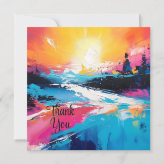 Radiant Serenity: Abstract Sunset Reflections Invitation