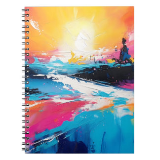 Radiant Serenity: Abstract Sunset Reflections Notebook