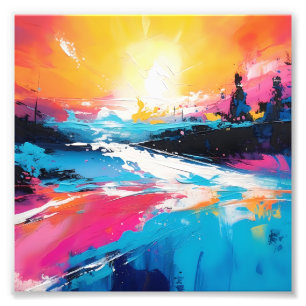Radiant Serenity: Abstract Sunset Reflections Photo Print
