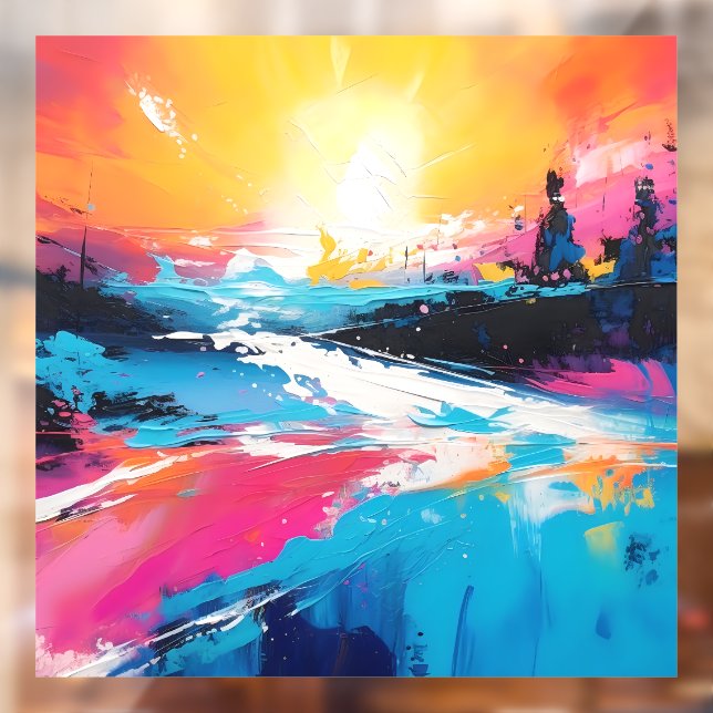 Radiant Serenity: Abstract Sunset Reflections Window Cling (Sheet 2)