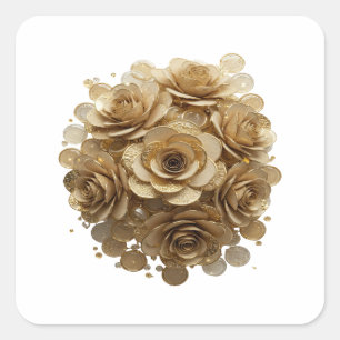 Radiant Silver GOLDEN ROSES Autocollant Art