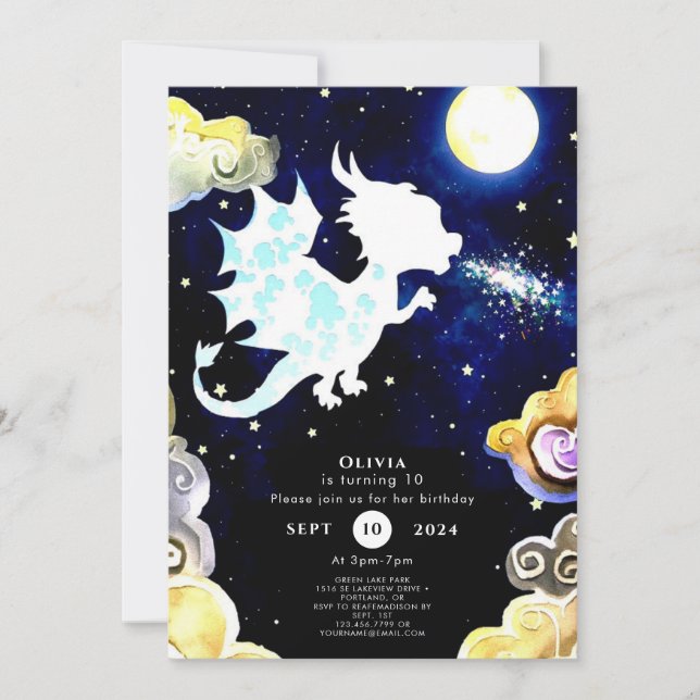 Radiant Simple Dragon Birthday Invitation (Front)