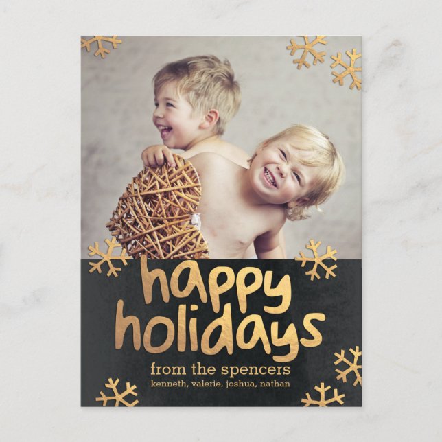 Radiant Snowflakes Holiday Photo Card Postcard (Front)