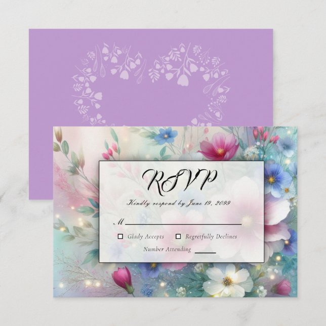 Radiant Sparkling Spring Blooms  RSVP Card (Front/Back)