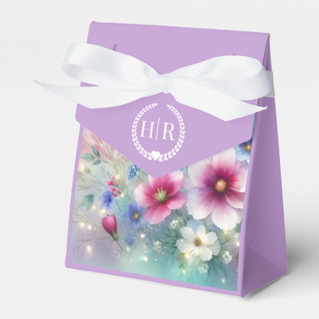 Radiant Sparkling Spring Blooms Wedding Favor Box (Front Side)