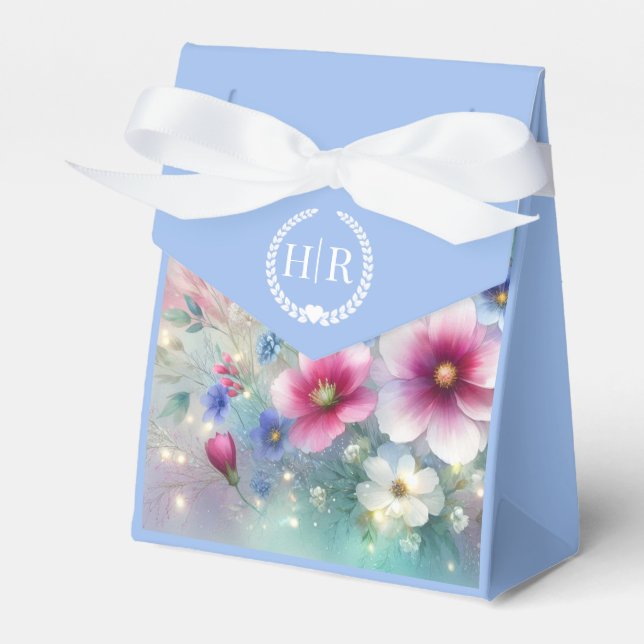 Radiant Sparkling Spring Blooms Wedding Favor Box (Front Side)