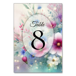 Radiant Sparkling Spring Blooms Wedding Table Number