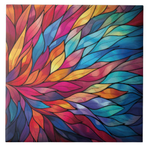 Radiant Stained Glass Bloom Ceramic Tile