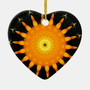 Radiant Sun Mandala Kaleidoscope Art Ceramic Ornament