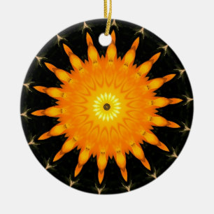 Radiant Sun Mandala Kaleidoscope Art Ceramic Ornament