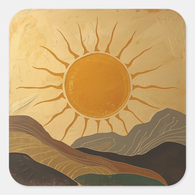 Radiant Sun Painting Images – A Timeless Symbol  Square Sticker (Front)
