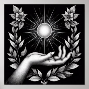 Radiant Sun with Botanical Touch and Feminine Poster