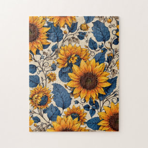 Radiant Sunflower Pattern Jigsaw Puzzle