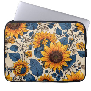Radiant Sunflower Pattern Laptop Sleeve