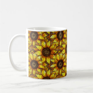 Radiant Sunflower Stained Glass  Coffee Mug