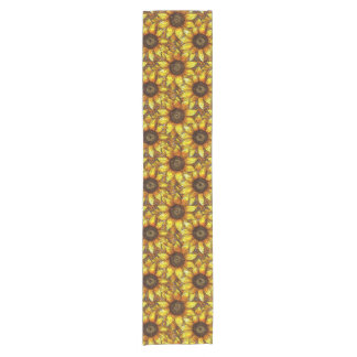 Radiant Sunflower Stained Glass  Short Table Runner