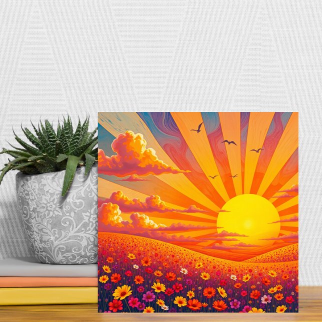 Radiant Sunset Over Whimsical Landscape  Tile (Creator Uploaded)