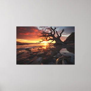 Radiant Sunset Serenity - 3D Nature Landscape Desi Canvas Print