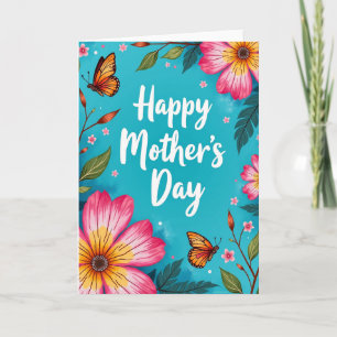 Radiant Teal Mothers Day Art Card