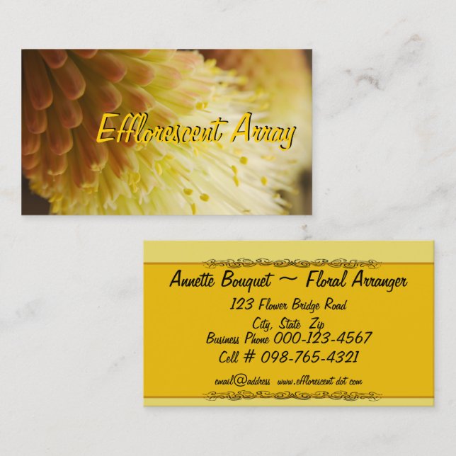 Radiant Torch Lily Business Card (Front/Back)