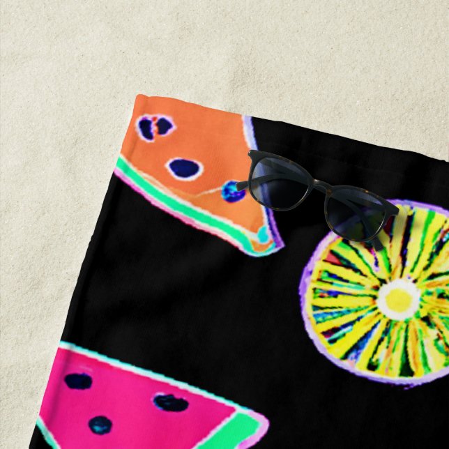Radiant Tropic Neon Magic Beach Towel (In Situ)