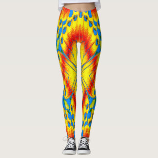Radiant Tropical Blossom Kaleidoscope Leggings