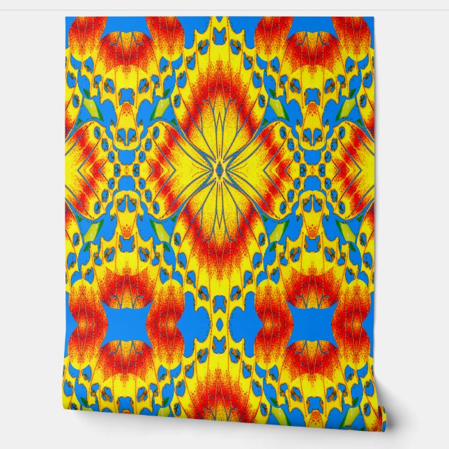 Radiant Tropical Blossom Kaleidoscope Wallpaper (Unrolling)