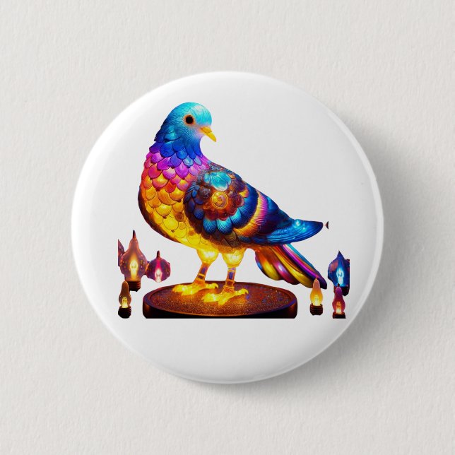 Radiant Urban Pigeon 2 Inch Round Button (Front)