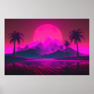 Radiant Utopia: Synthwave Bliss Poster