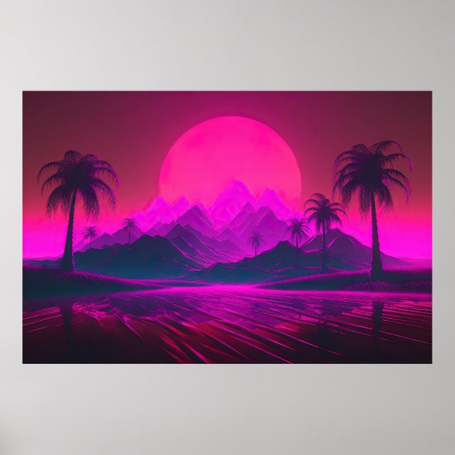 Radiant Utopia: Synthwave Bliss Poster (Front)