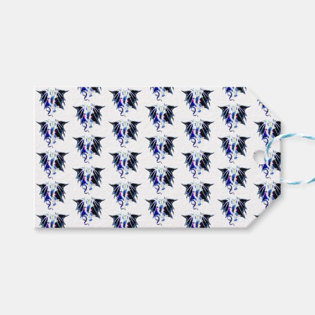 Radiant White Dragon Fantasy Gift Tags (Front (Horizontal))