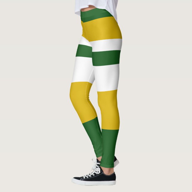 Radiant White, Yellow, Green, Striped Leggings (Left)