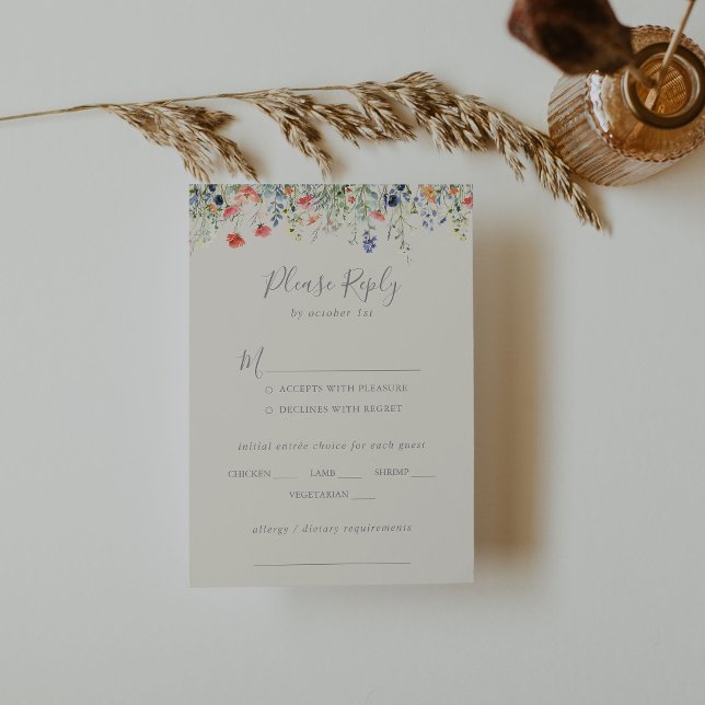 Radiant Wildflower Wedding Menu Choice RSVP (Creator Uploaded)