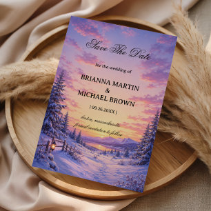 Radiant Winter Twilight Above Save The Date