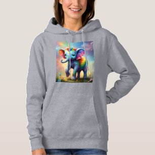 Radiant Wonders: The Rainbow Baby Unicorn Elephant Hoodie