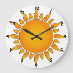Radiant Yellow and Orange Summer Sun Large Clock