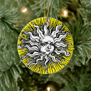 Radiate Elegance: Vintage Sun Ceramic Ornament