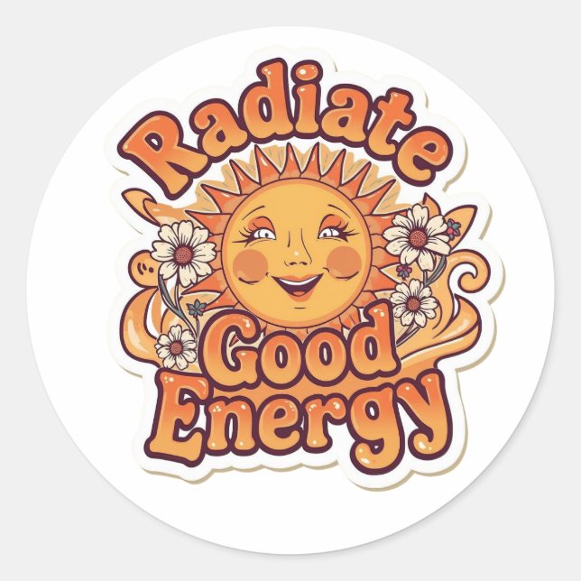 Radiate Good Energy Retro Sun Sticker  (Devant)