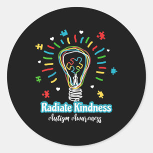 Radiate Kindness Lightbulb Autism Awareness Teache Classic Round Sticker
