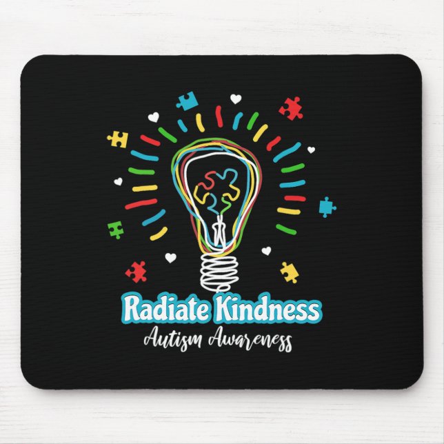 Radiate Kindness Lightbulb Autism Awareness Teache Mouse Pad (Front)