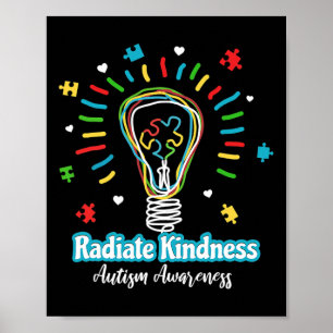 Radiate Kindness Lightbulb Autism Awareness Teache Poster