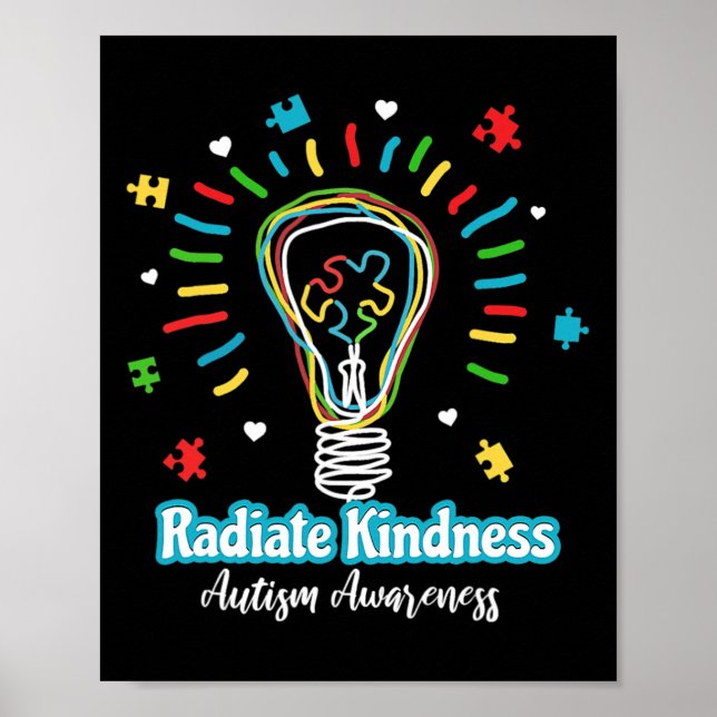 Radiate Kindness Lightbulb Autism Awareness Teache Poster (Front)