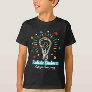 Radiate Kindness Lightbulb Autism Awareness Teache T-Shirt