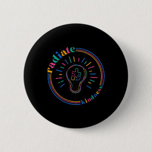 Radiate Kindness Retro Light Bulb Puzzle Autism Aw 2 Inch Round Button