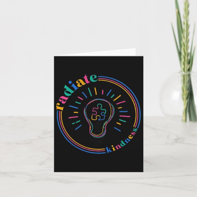Radiate Kindness Retro Light Bulb Puzzle Autism Aw Card (Front)