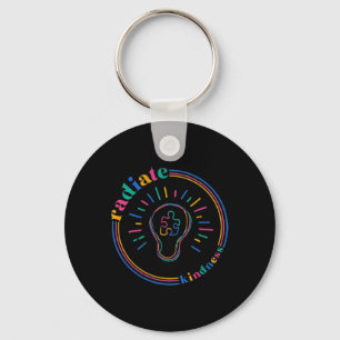 Radiate Kindness Retro Light Bulb Puzzle Autism Aw Keychain