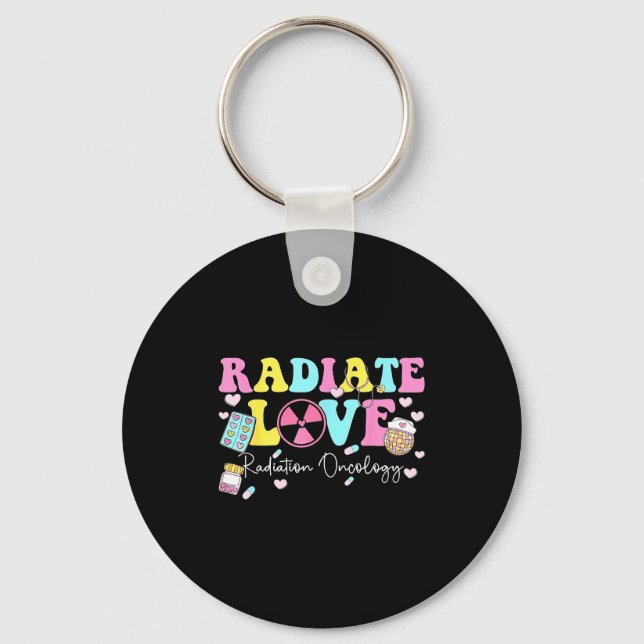Radiate Love Radiation Oncology Valentine's Day Ra Keychain (Front)