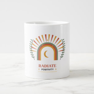 Radiate Positivity Boho Celestial Sun Moon Botanic Large Coffee Mug